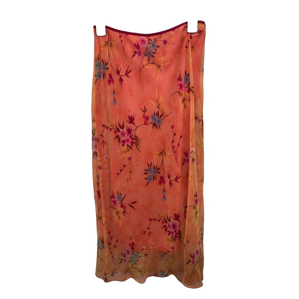 Studio Soleil Y2K Floral Maxi Skirt M Lined Elastic Waist Colorful Stretch